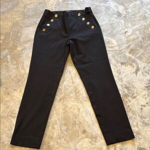 Elegant Black Women's Pants with Gold Button Accents